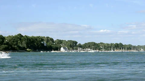 Fast White Boat Stock Footage 28495387