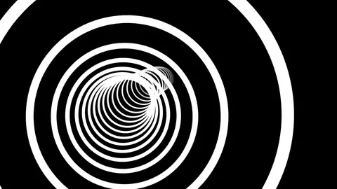 Fast White BW Circles Wormhole Tunnel Disco VJ Motion Background Loop 2 Stock Footage 77365491