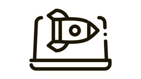 Fast working web site rocket laptop screen Icon Animation Stock Footage 145758115