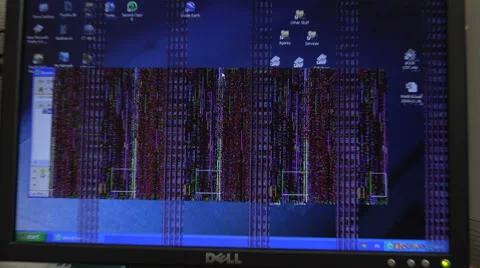 Fast zoom office computer to screen with problem graphics Stock Footage 42220637
