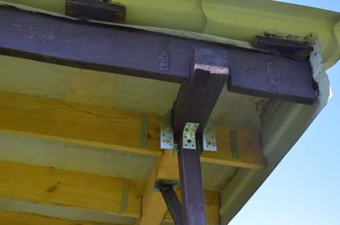 Fasteners and nodes in frame construction Stock Photos