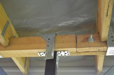 Fasteners and nodes in frame construction Stock Photos