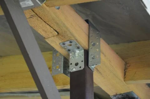 Fasteners and nodes in frame construction Stock Photos