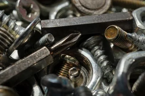 Fasteners, hardware close-up Stock Photos