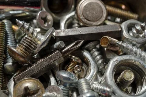 Fasteners, hardware close-up Stock Photos