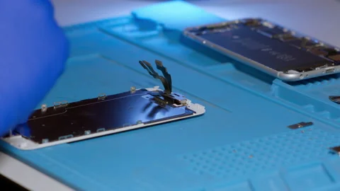 Fastening and installation of the display in the device. Stock Footage 166921988