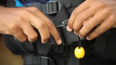 Fastening Life Jacket Video stock 122863622