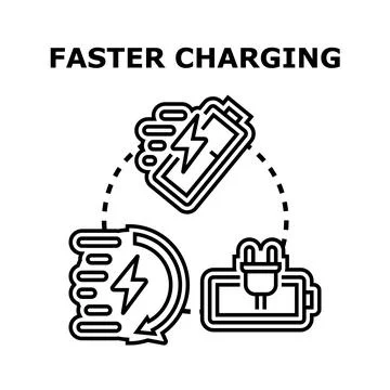 Faster charging concept with battery and plug icon Stock Illustration