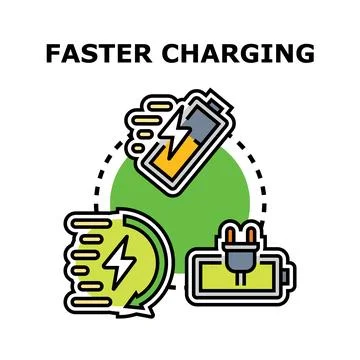Faster charging concept with battery and plug icon Stockillustratie