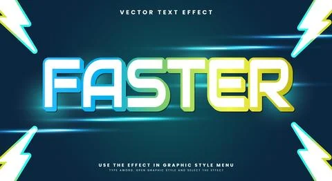 Faster Modern Style editable text effect Stock Illustration