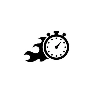 Faster Stopwatch, Fire Time, Express Delivery. Flat Vector Icon illustration. Stock Illustration