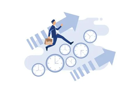 Faster than time. Push forward. flat modern design illustration Illustrazione stock