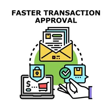 Faster transaction approval process online transaction system Stock Illustration