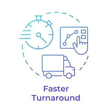 Faster turnaround blue gradient concept icon Illustrazione stock