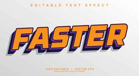 Faster vector text effect with modern style design Stock Illustration
