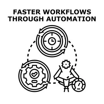 Faster workflows through automation and process optimization concept Illustrazione stock