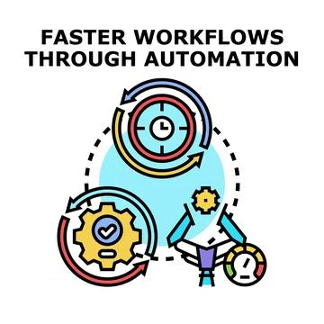 Faster workflows through automation and process optimization concept Stock Illustration