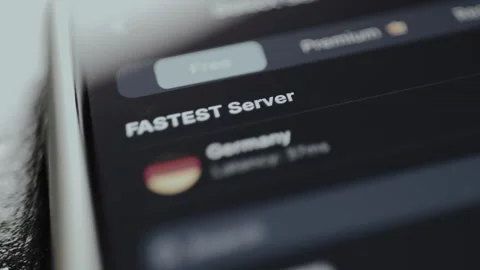 FASTEST Server option within the user interface of a VPN application Stock Footage 329748056