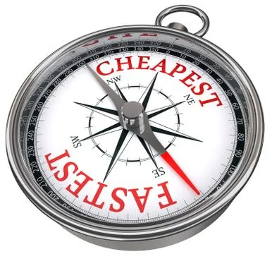 Fastest versus cheapest concept compass Stock Illustration