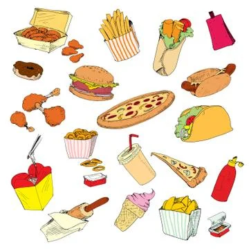 Fastfood collection. Stock Illustration