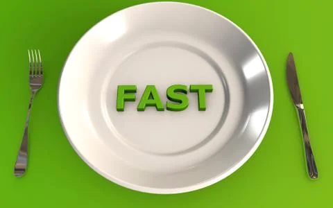 Fasting not eating 3d rendered concept with a plate Stock Illustration