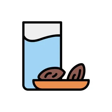 Fasting water iftar dates icon. Simple outline color vector elements of islam Stock Illustration