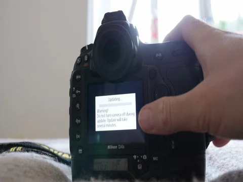 Fastmotion timelapse Updating message - Photo camera firmware update Stock Footage 71235540