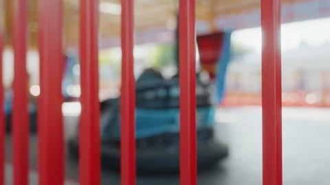 Fastpaced amusement park activity. Energetic family day featuring thrilling Stock Footage 338281871