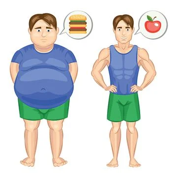 Fat and slim man. Vector illustration. Stock Illustration