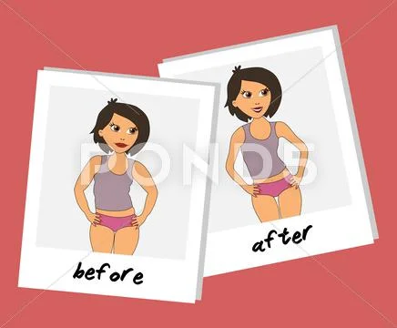 Fat and slim woman concept - to lose weight Stock Illustration