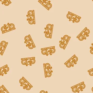 Fat biking winter line vector seamless pattern Stock Illustration