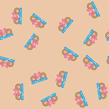 Fat biking winter vector seamless pattern Stock Illustration