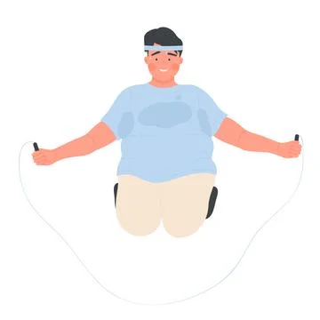 Fat boy jumping rope Stock Illustration