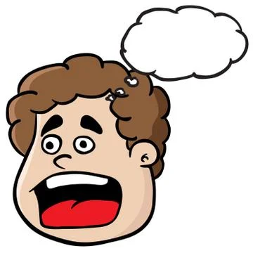 Fat boy screaming with thought bubble Stock Illustration