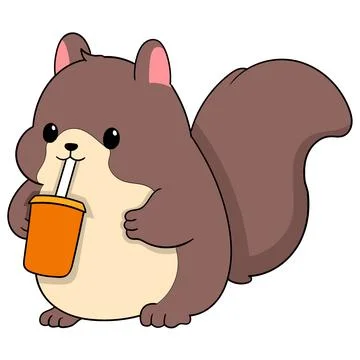 Fat brown squirrel is drinking fresh ice in summer Stock Illustration