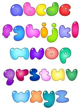 Fat bubble lower case alphabet Stock Illustration