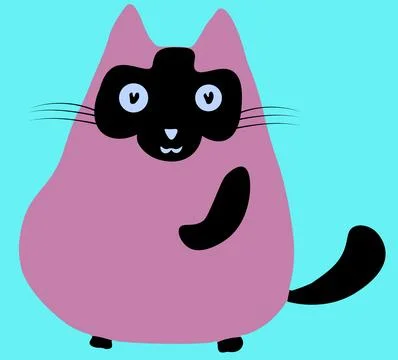 Fat cartoon cat rose Stock Illustration