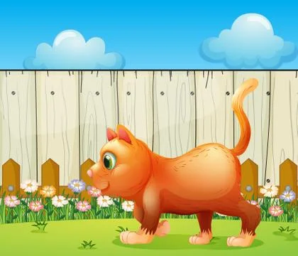 A fat cat at the backyard Stock Illustration