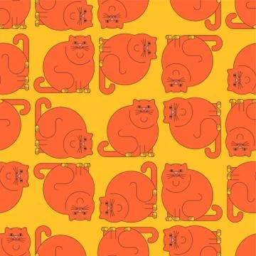 Fat cat pattern seamless. thick Pet background. vector illustration texture Stockillustratie