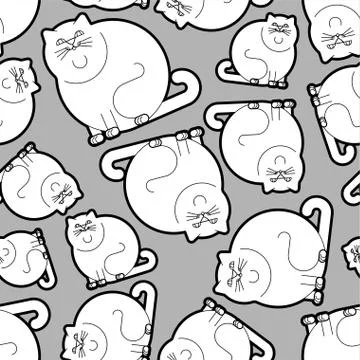 Fat cat pattern seamless. thick Pet background. vector illustration texture Illustrazione stock