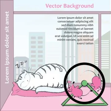 Fat cat sleeps, turn the wheel mouse Stock Illustration