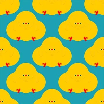 Fat chicken pattern seamless. Small chicken chick with obesity background Illustrazione stock