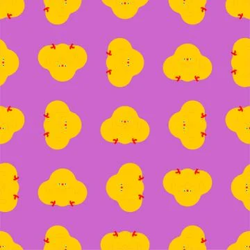 Fat chicken pattern seamless. Small chicken chick with obesity background Illustrazione stock