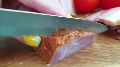 Fat cut, knife slow motion Video stock 106187516
