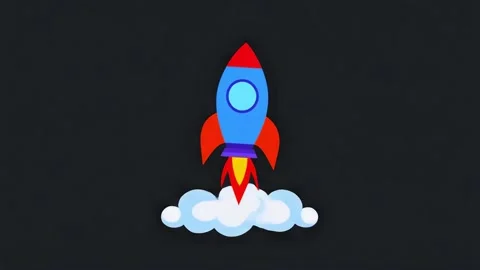 Fat design animated rocket launch on dark background. Stock Footage 339169012