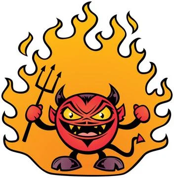 Fat Devil Cartoon Vector illustration of a fat little devil character. Cop... Stock Photos