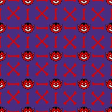 Fat Devil Face Seamless Pattern Stock Illustration