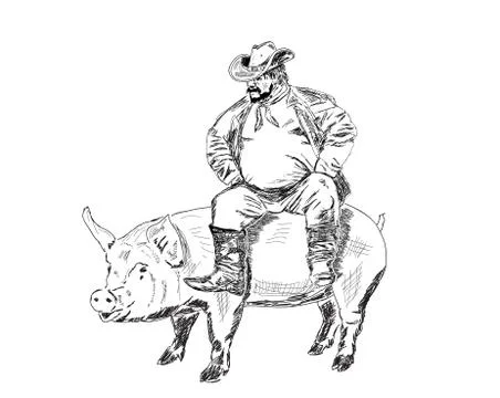 Fat farmer with pig Stock Illustration