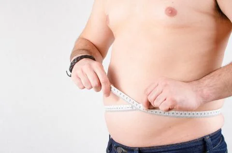 Fat guy isolated on white background Foto stock