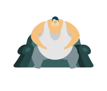 Fat guy is sitting on chair. Glutton Thick man. fatso vector illustration Stock Illustration